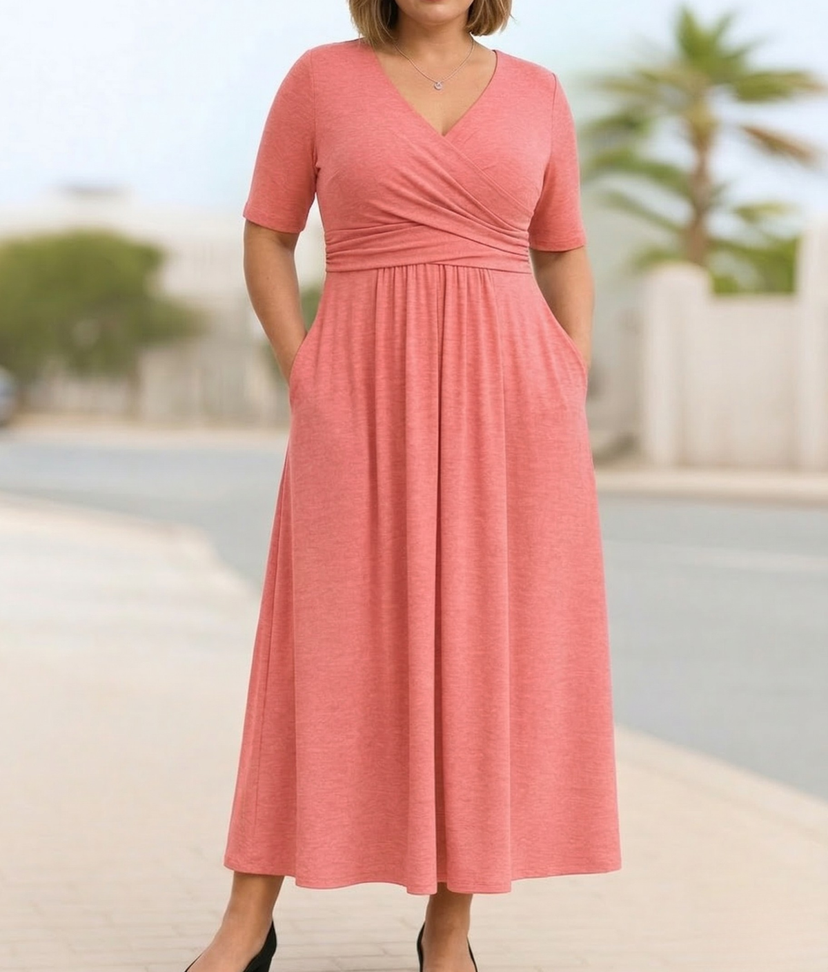 Monique | Short Sleeve Crossed Dress