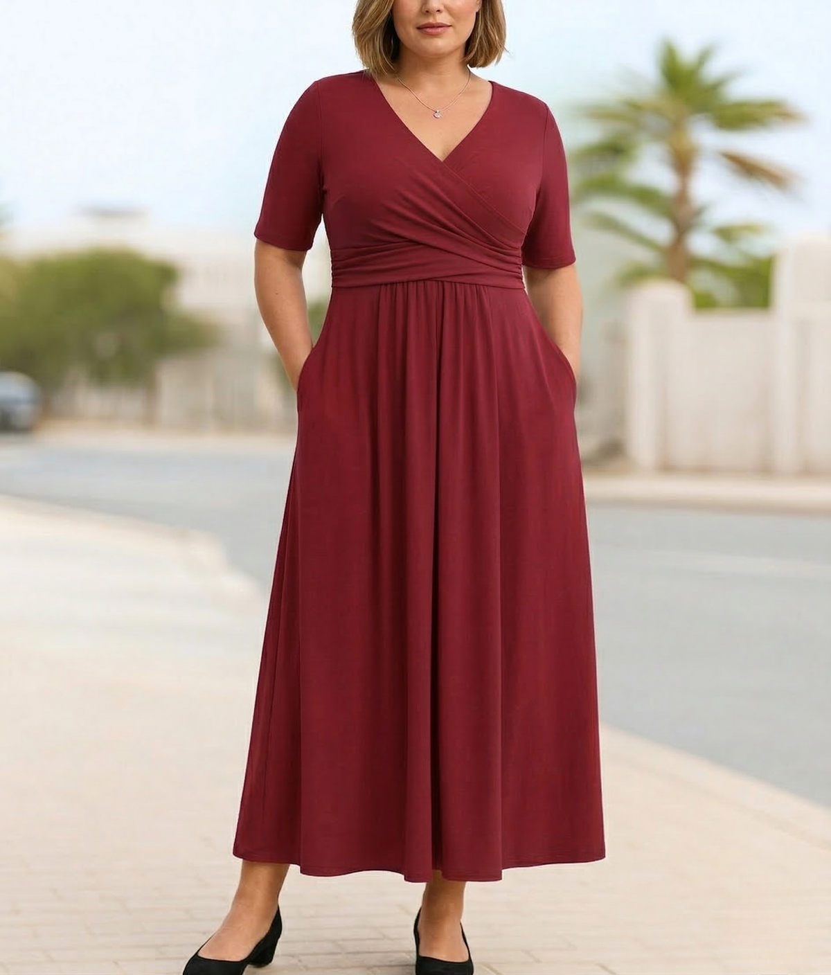 Monique | Short Sleeve Crossed Dress