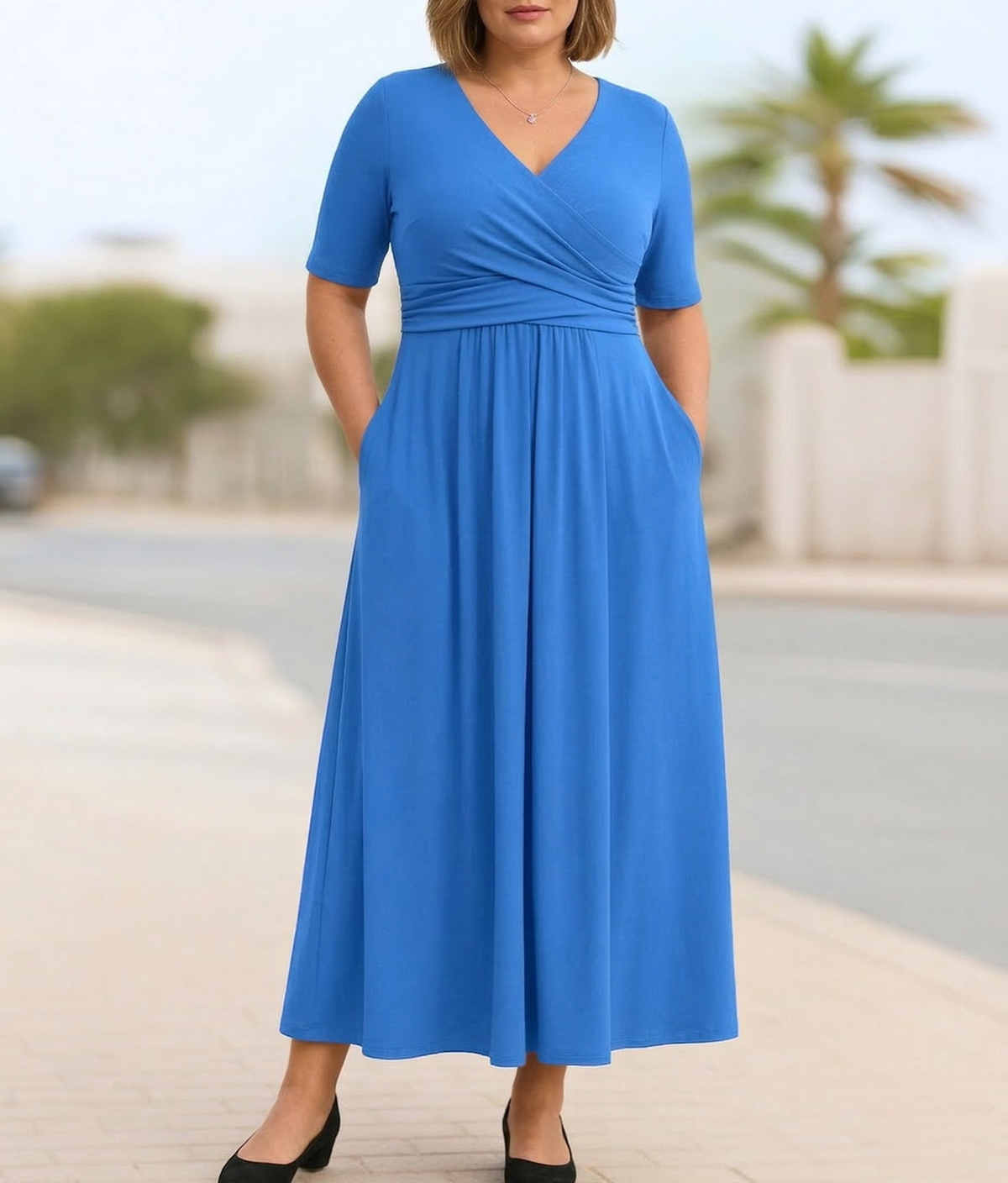 Monique | Short Sleeve Crossed Dress