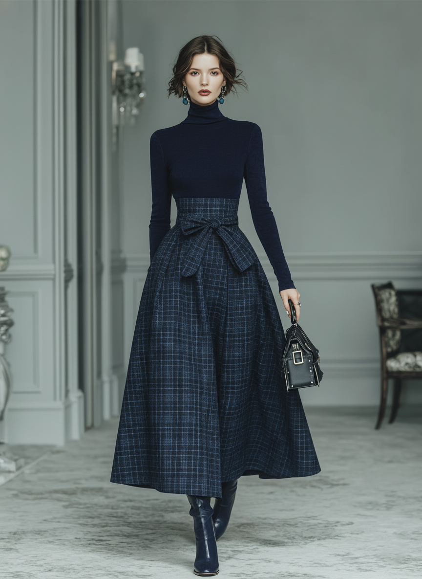Monroe | Dark Blue Knit Skirt Set