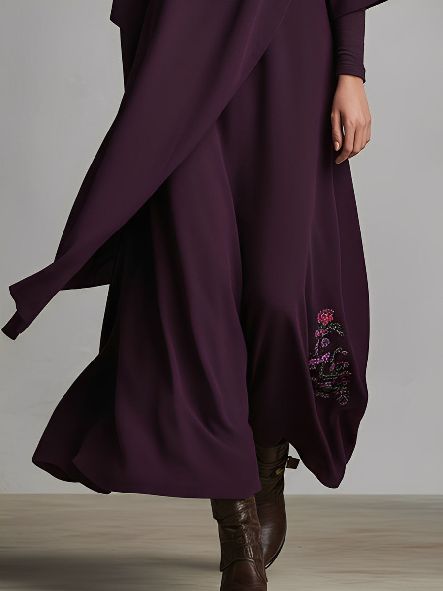 Adeline | Plum Draped Turtleneck Maxi Dress