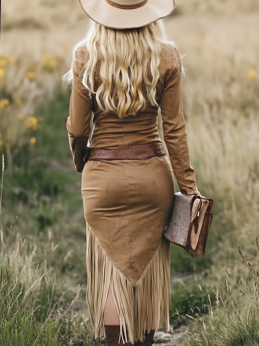 Cassidy | Western Tassel Midi Dress