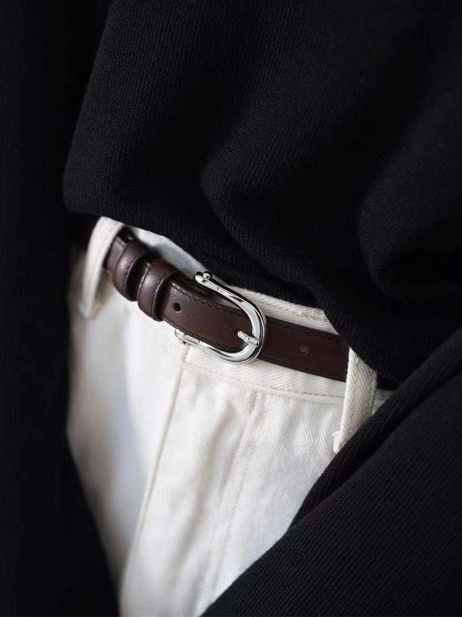 Mara | Gold Buckle Faux Leather Belt