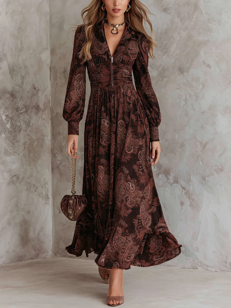 Whitney | Bohemian Zip Maxi Dress