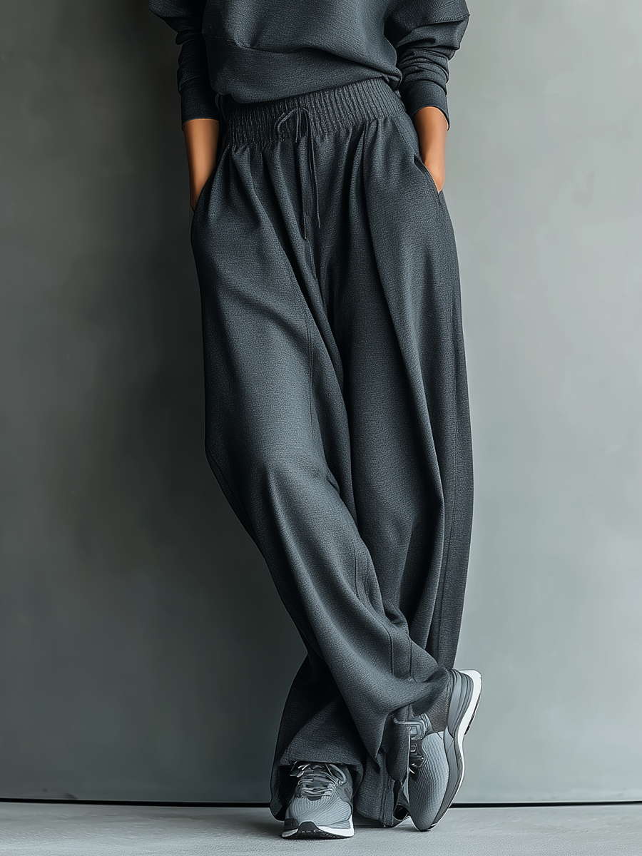 Camille | Charcoal Turtleneck Wide-Leg Set