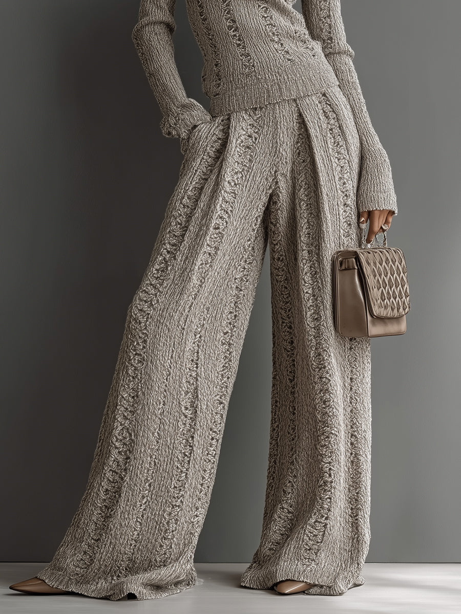 Monroe | Taupe Knit Wide-Leg Set