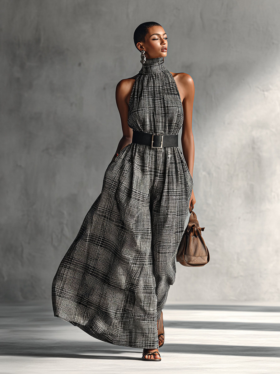 Margot | Plaid Belted Maxi Dress