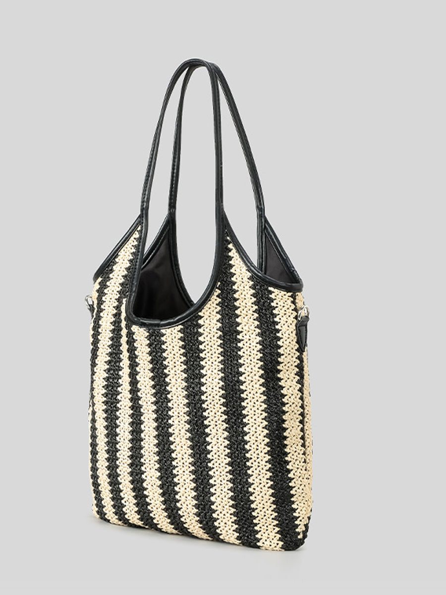 Marina | Striped Straw Shoulder Bag