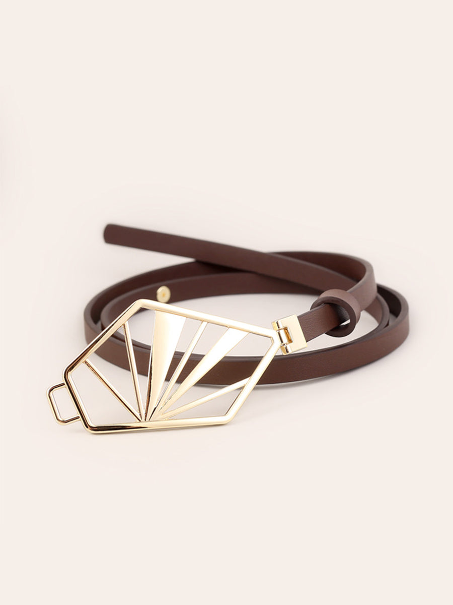 Elodie | Brown Geometric Leather Belt