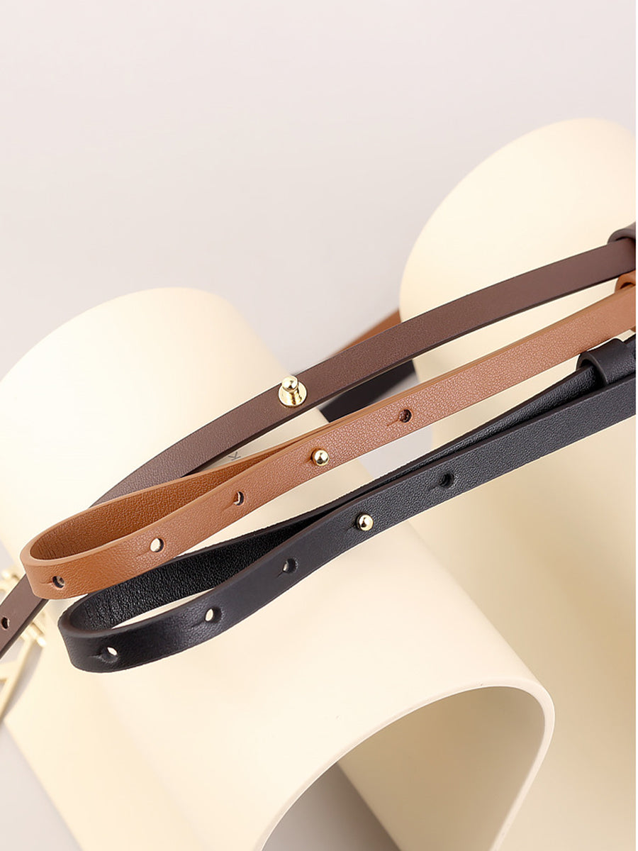 Elodie | Brown Geometric Leather Belt