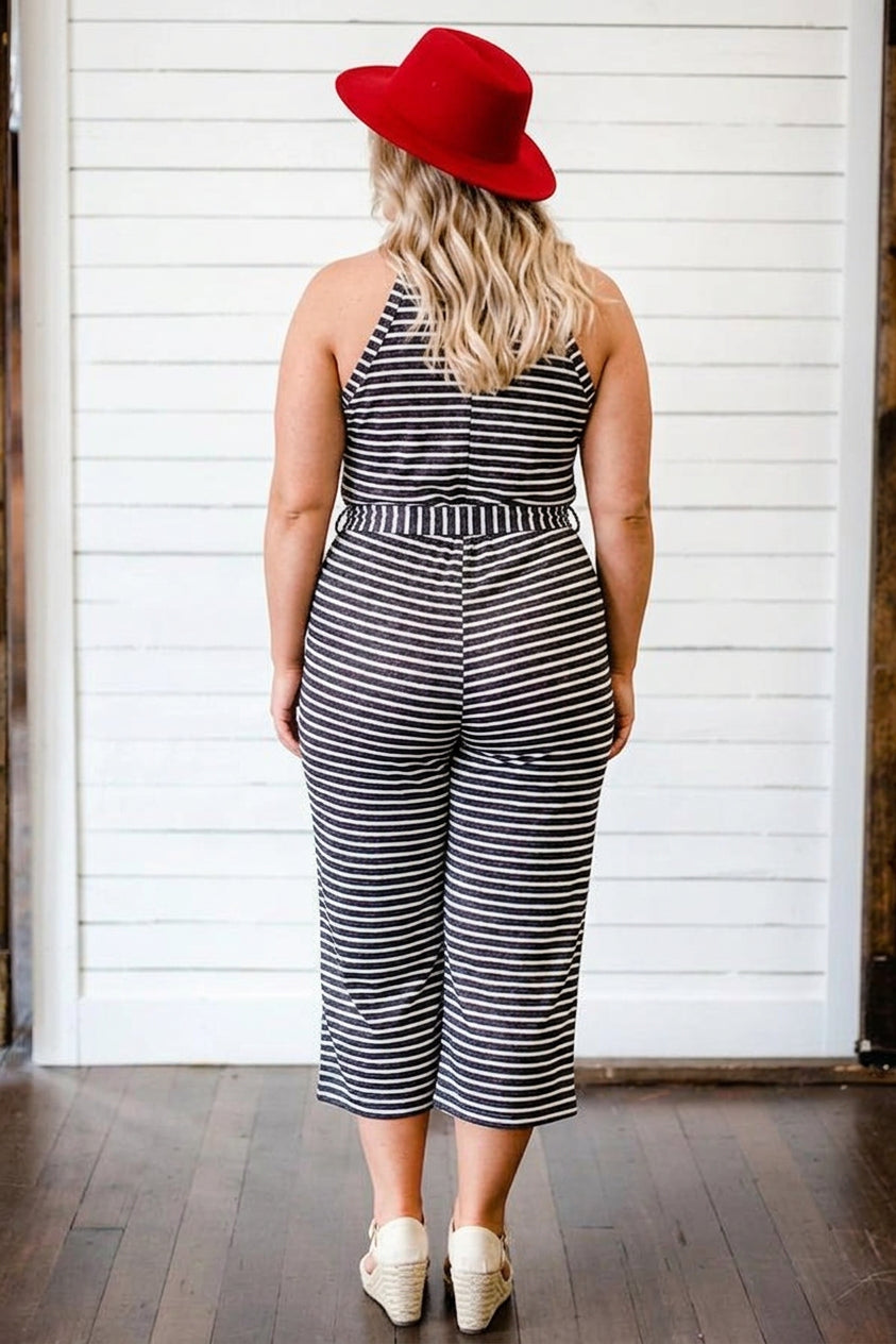 Ember - Pretty Striped Tie Waist Jumpsuit