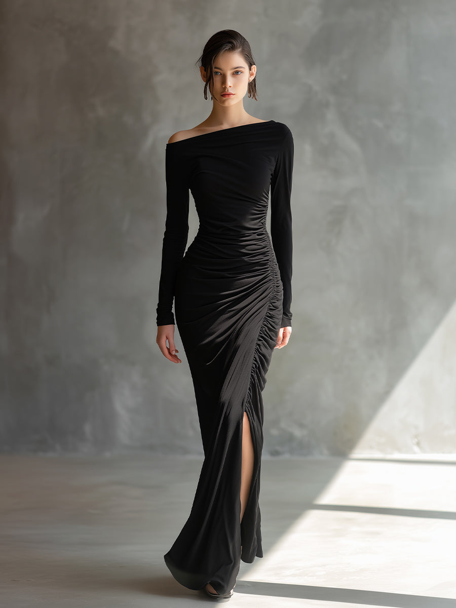 Isabelle | Off-Shoulder Ruched Maxi Dress