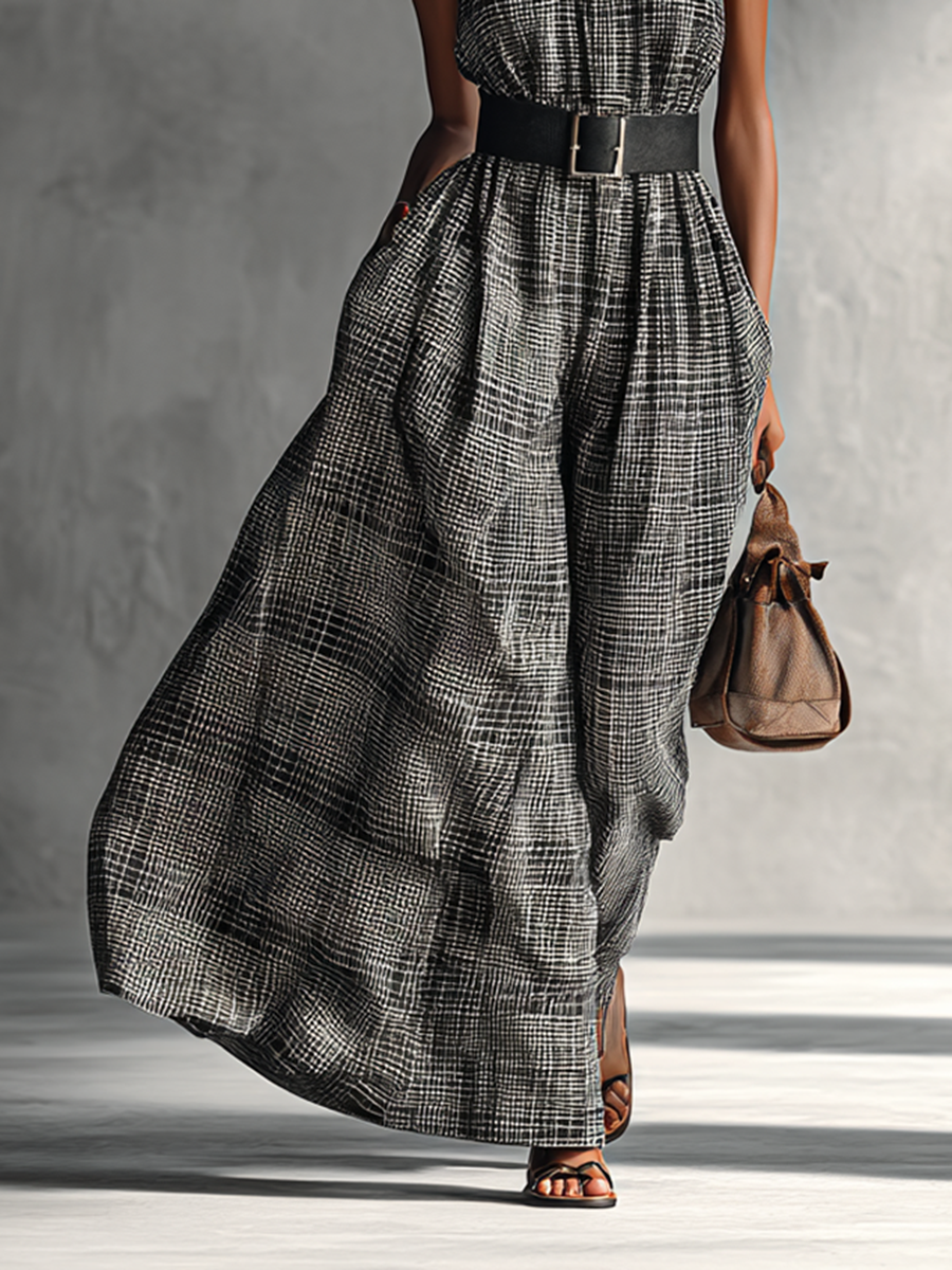 Margot | Plaid Belted Maxi Dress