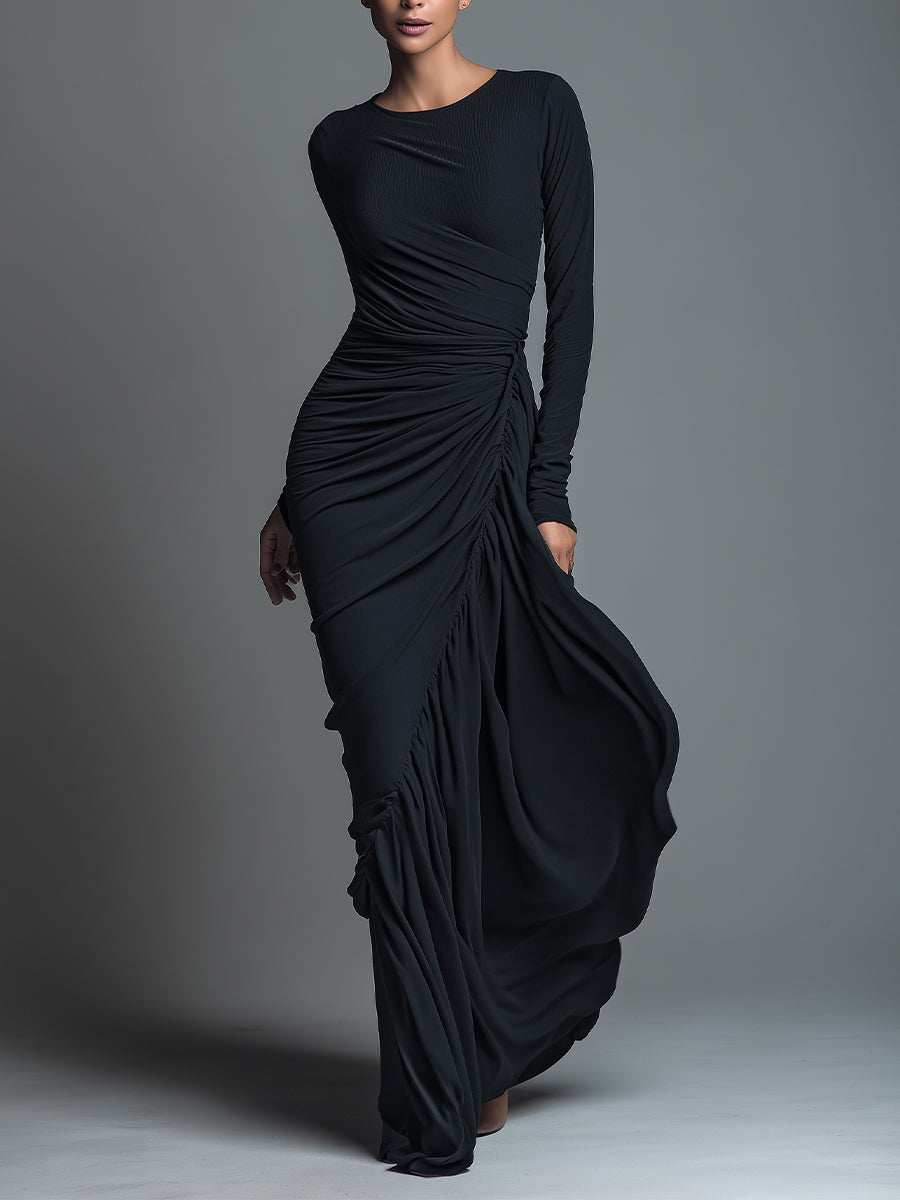 Selene | Ruched Knit Maxi Dress