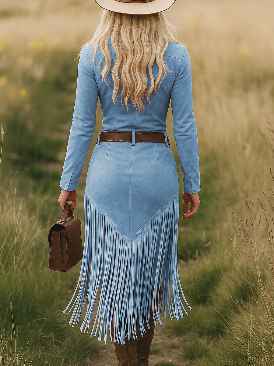 Cassidy | Western Tassel Midi Dress