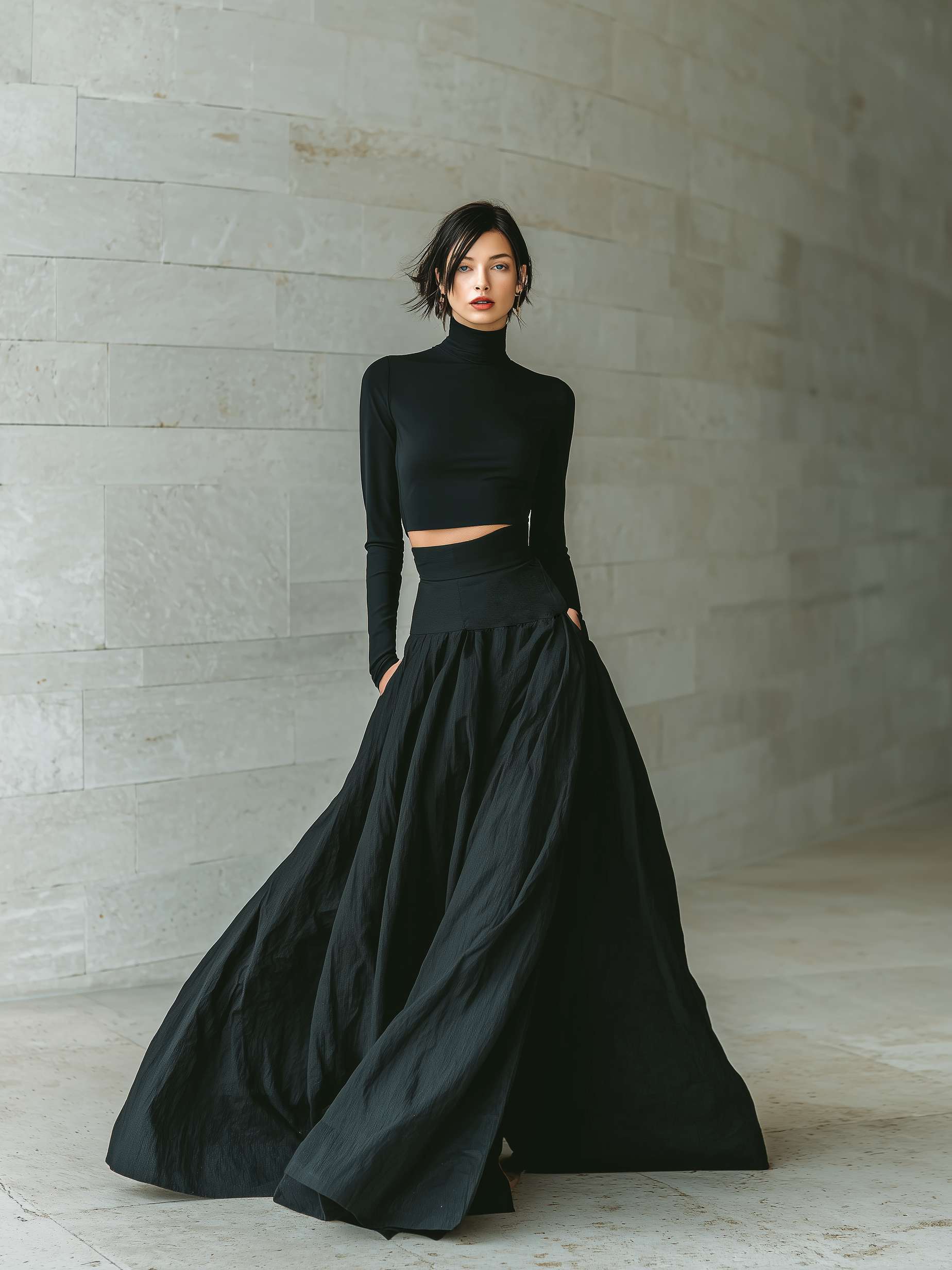Kori | Black Turtleneck Skirt Set