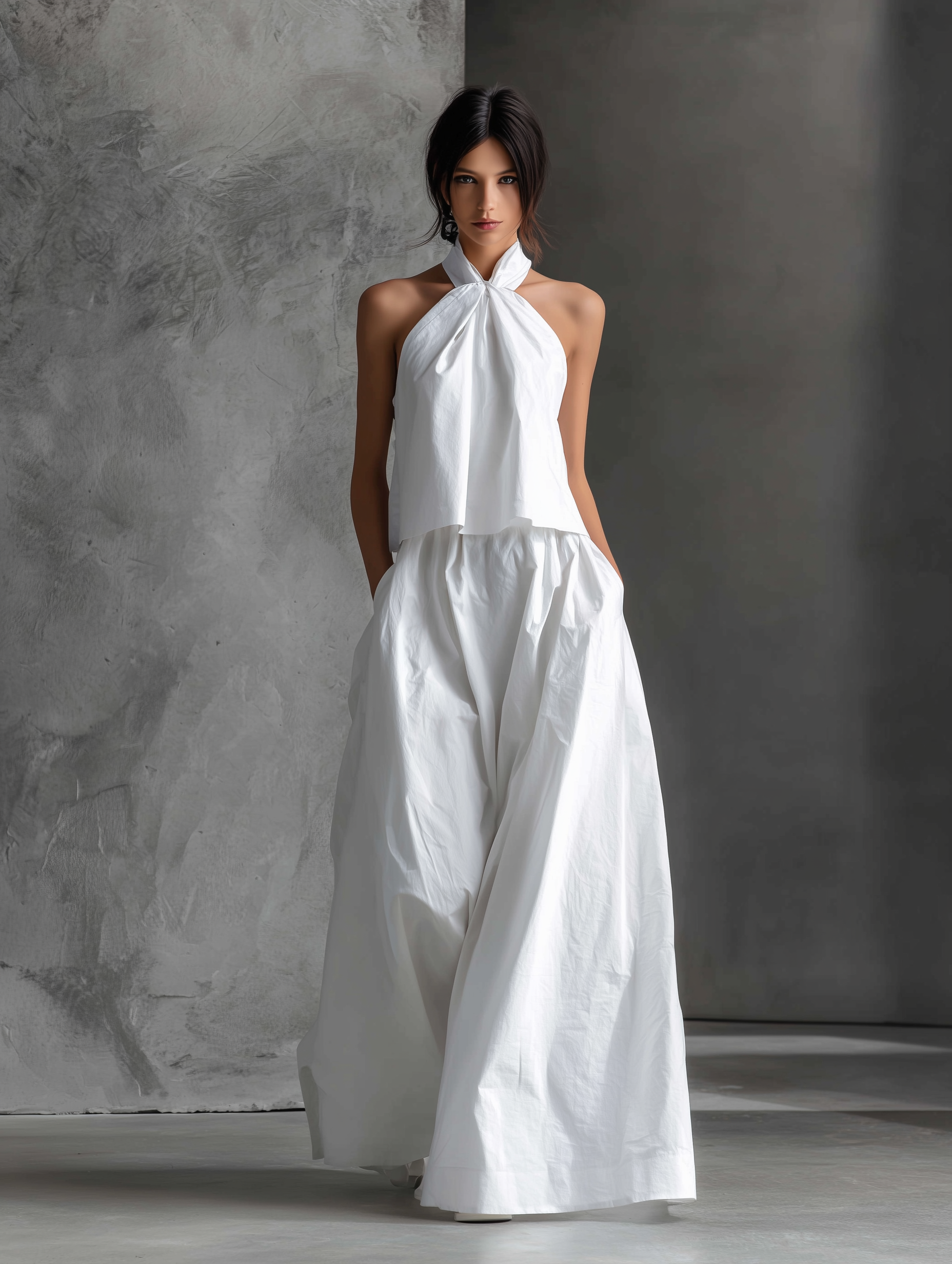 Monroe | White Halter Top & Skirt Set