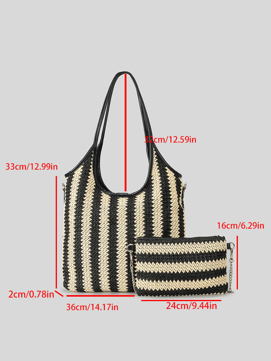 Marina | Striped Straw Shoulder Bag