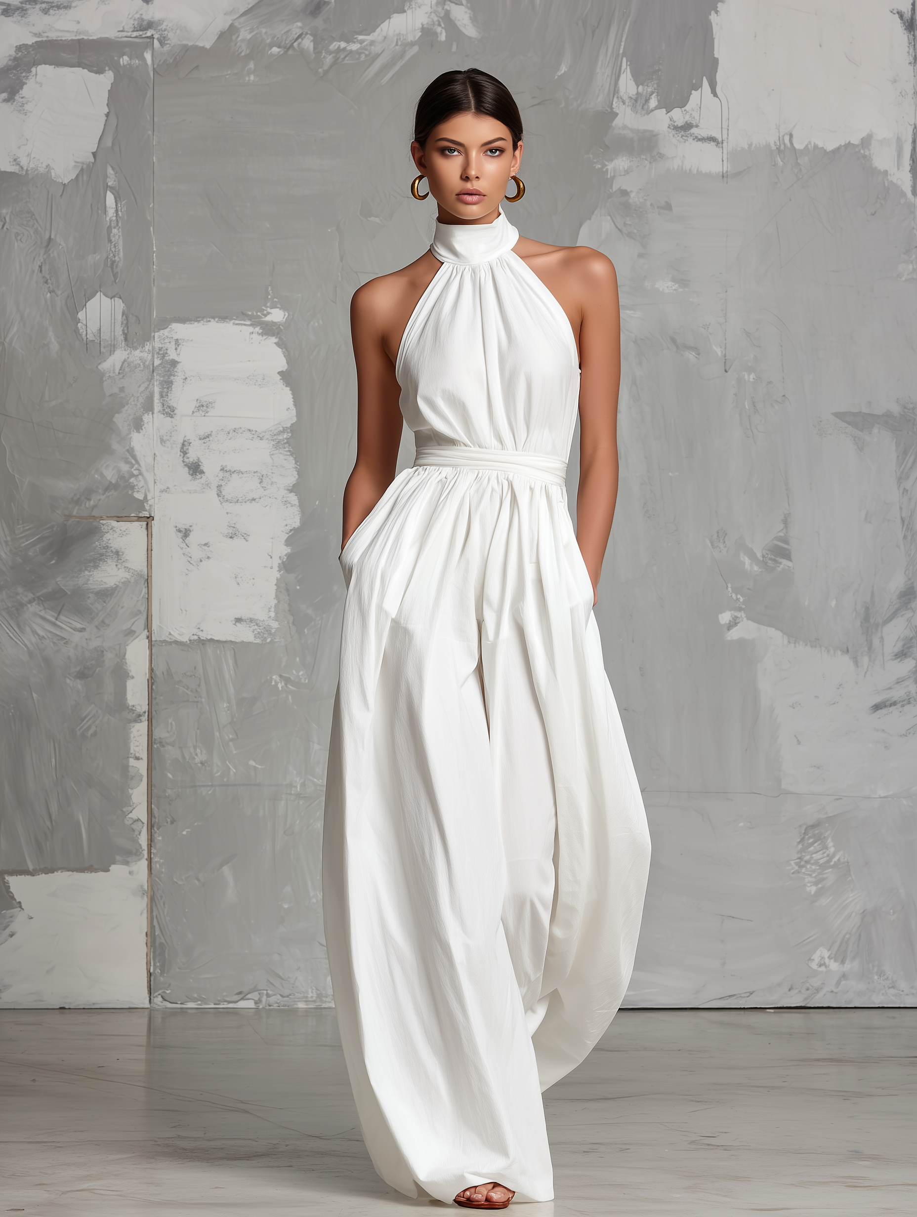 Anya | White Halter-Neck Jumpsuit