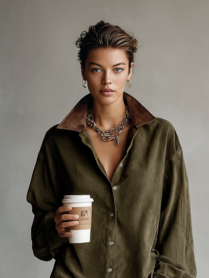 Rhea | Suede Lapel Mini Dress