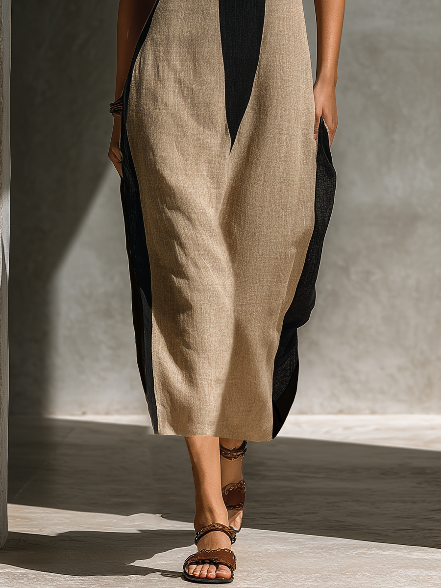 Adeline | Colorblock Halter Midi Dress