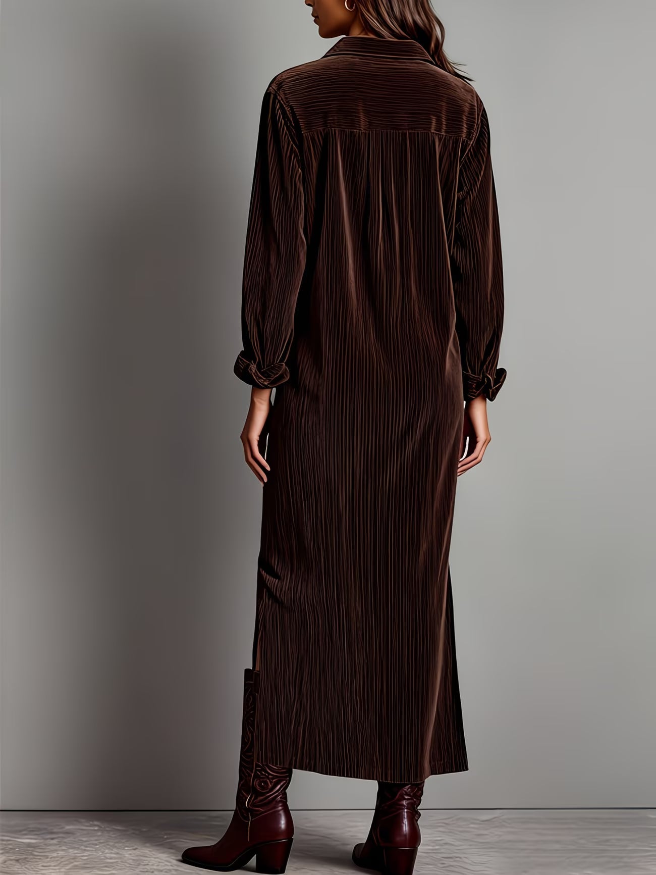 Matilda | Corduroy Lapel Maxi Dress