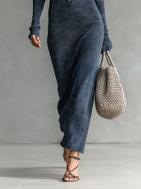 Mykhalah | Slim Hooded Knitted Maxi Dress