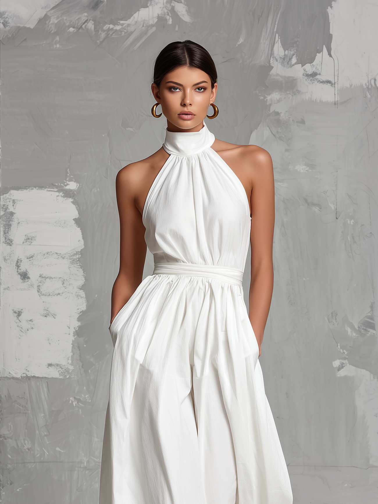 Anya | White Halter-Neck Jumpsuit