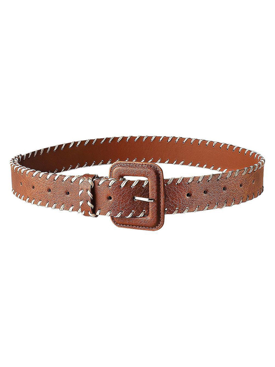 Camille | Brown Stitch Detail Belt