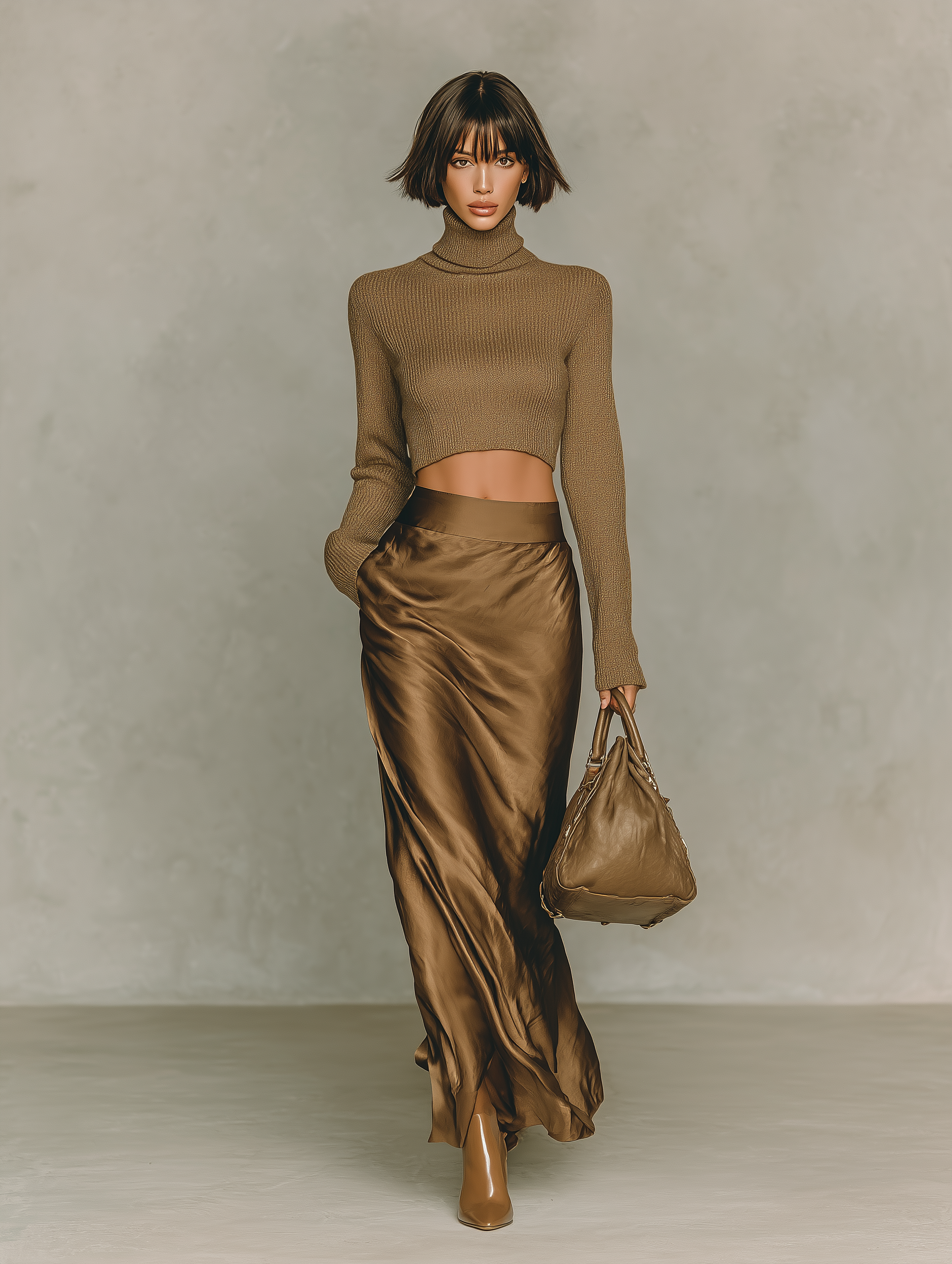 Larissa | Gold-Brown Knit Skirt Set