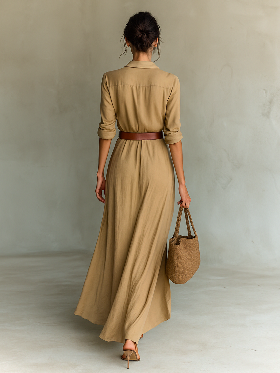 Lucia | Belted Lapel Maxi Dress