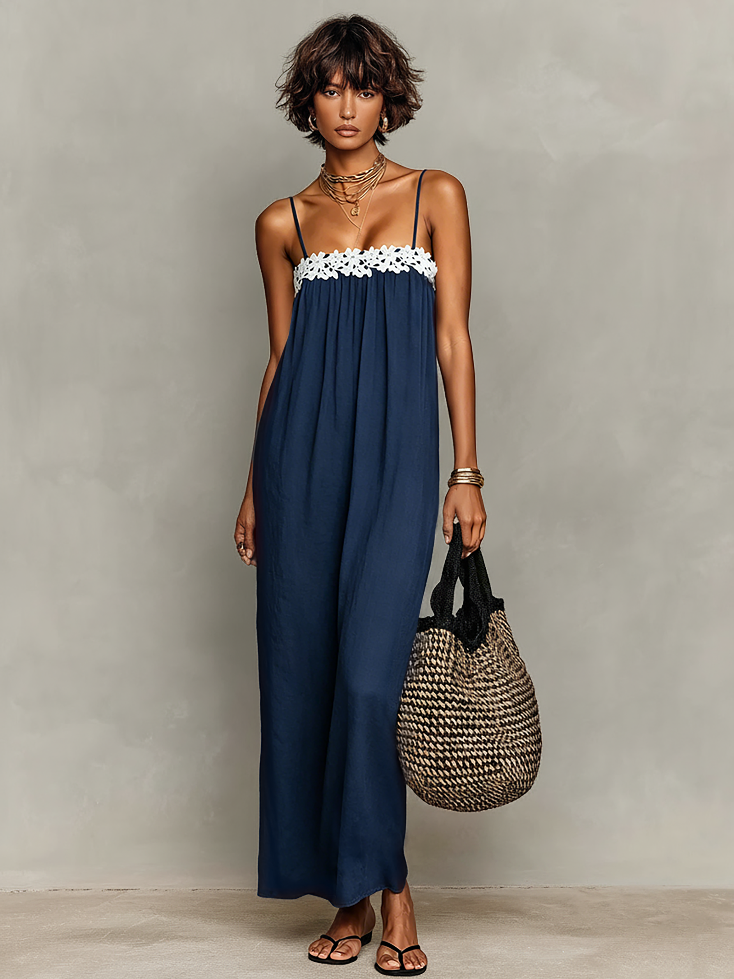 Margot | Lace Panel Strapless Maxi Dress