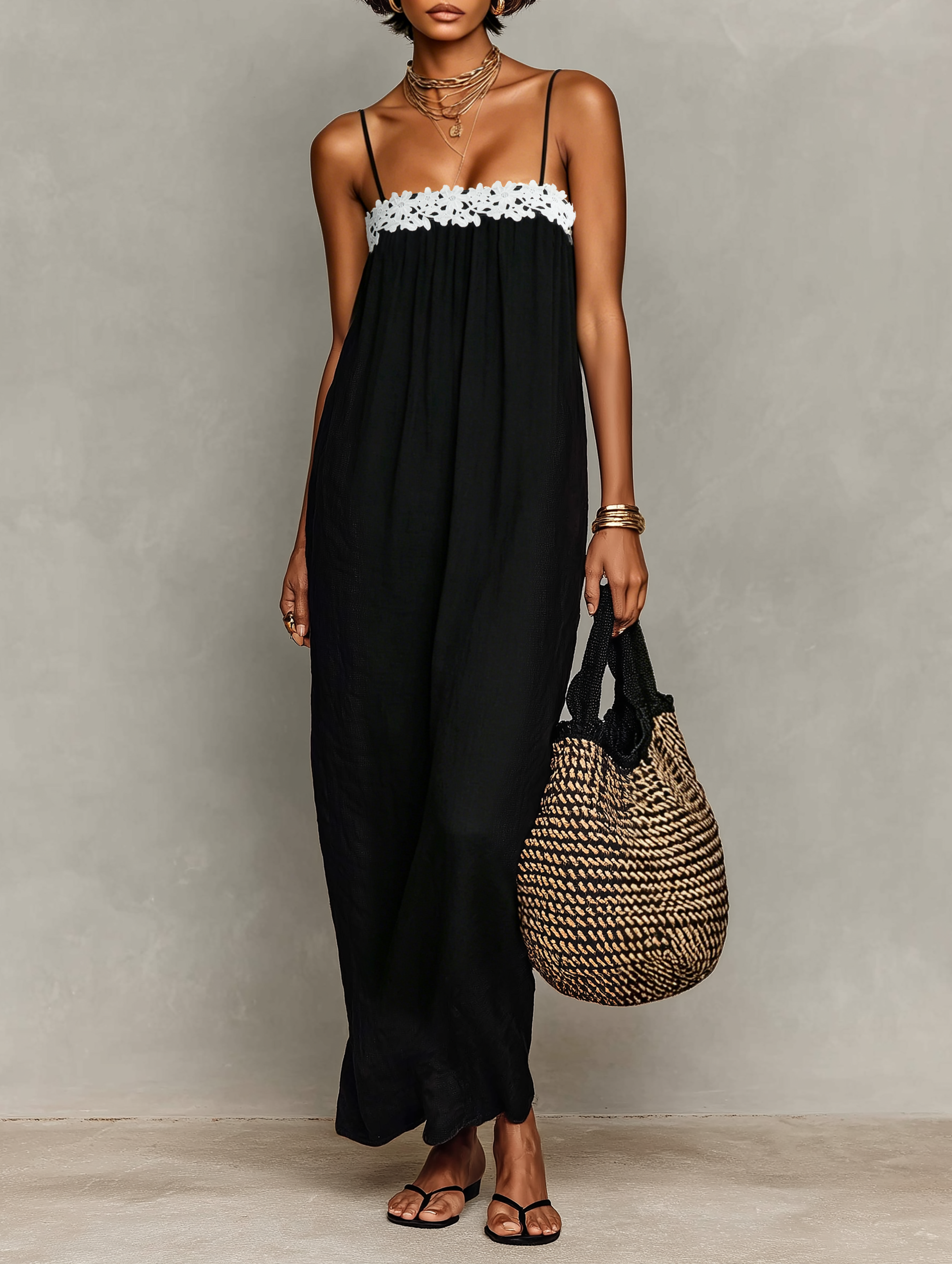 Margot | Lace Panel Strapless Maxi Dress