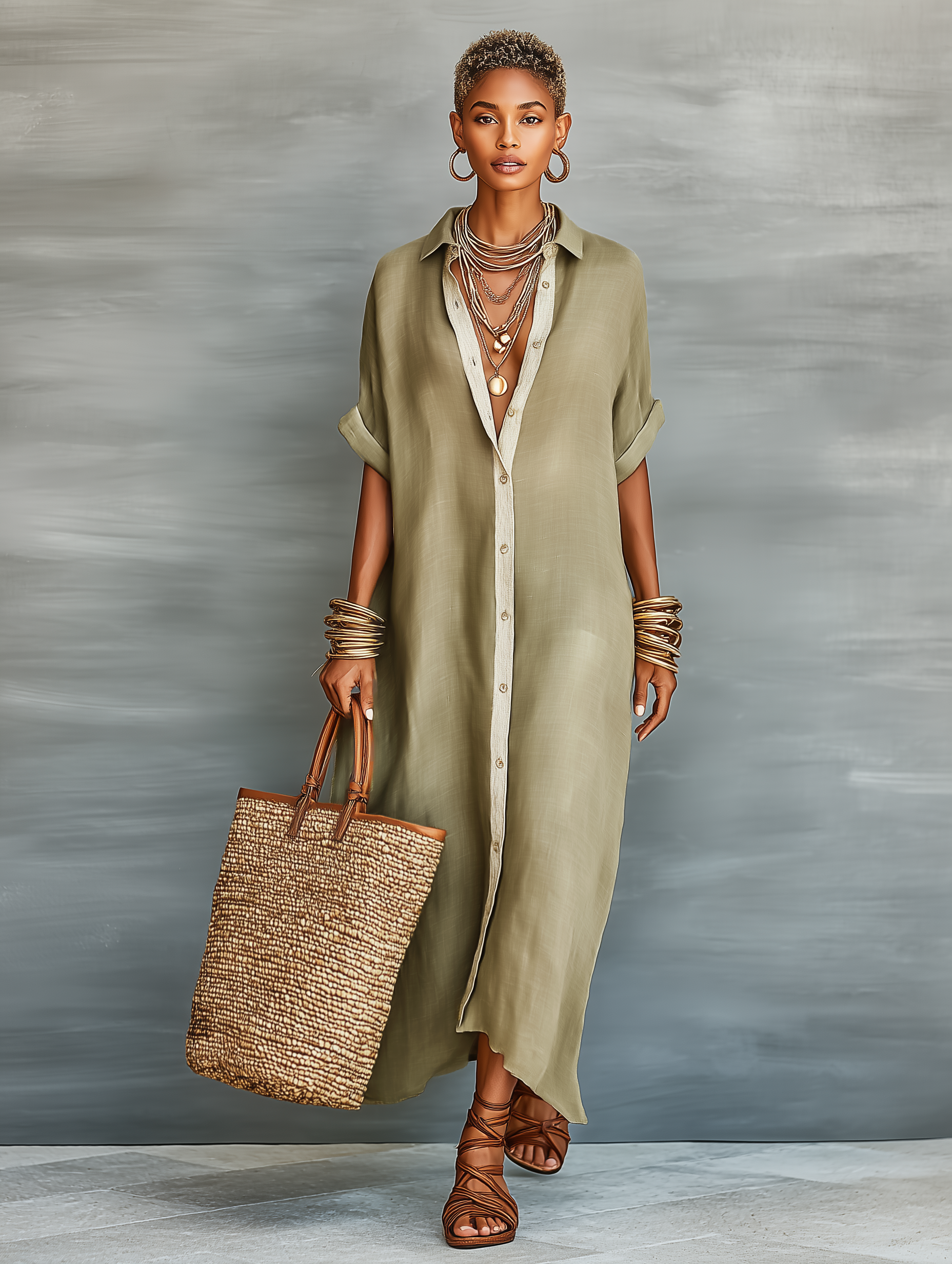 Fleur | Short-Sleeve Linen Shirt Dress