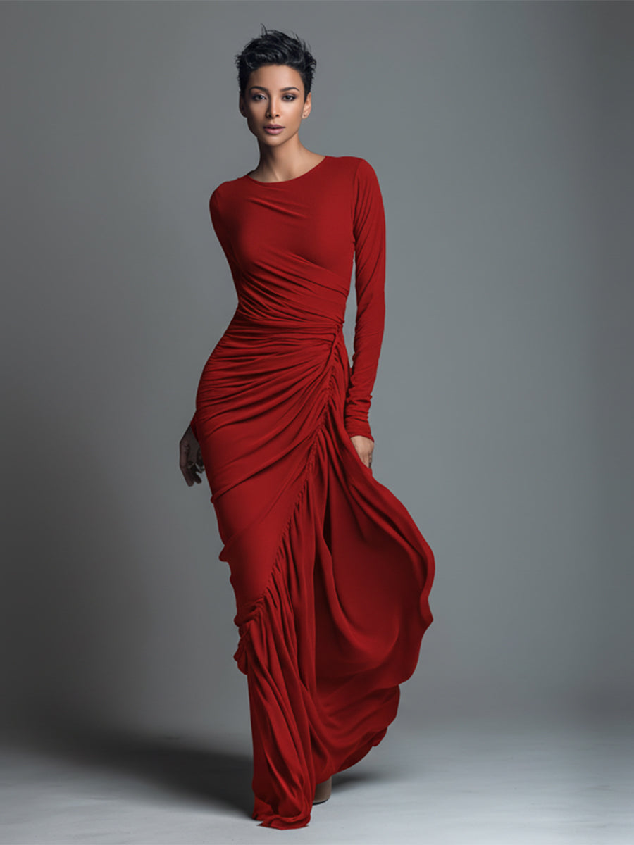 Selene | Ruched Knit Maxi Dress