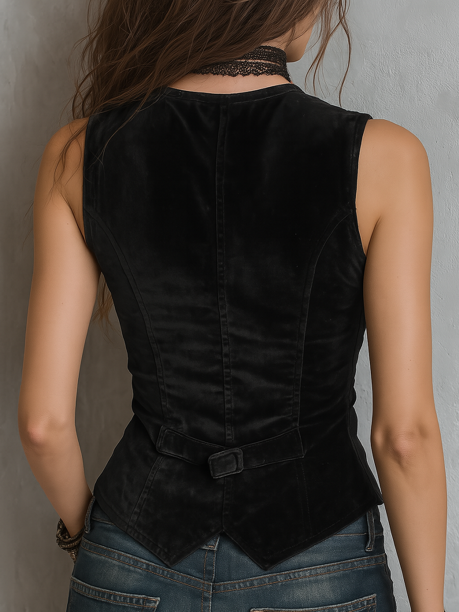 Noelle | V-Neck Velvet Vest