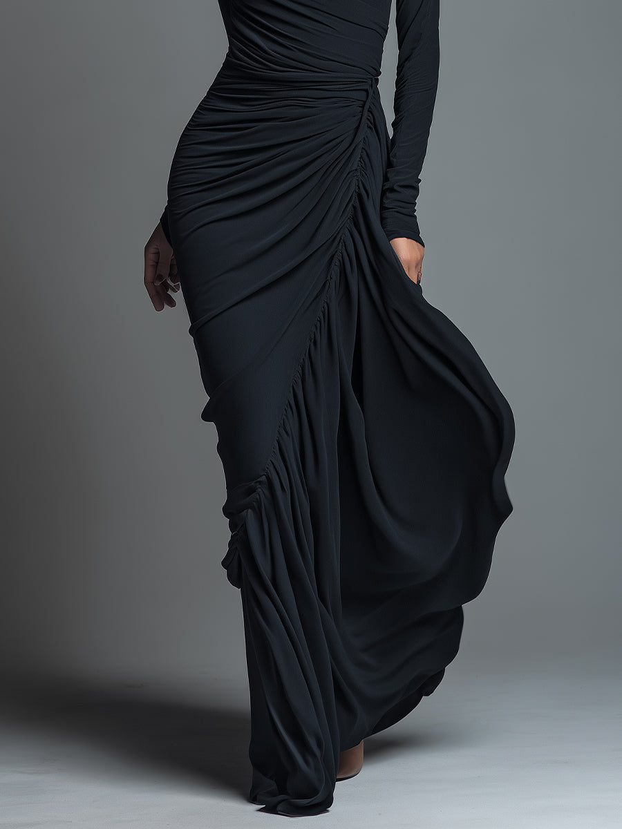 Selene | Ruched Knit Maxi Dress