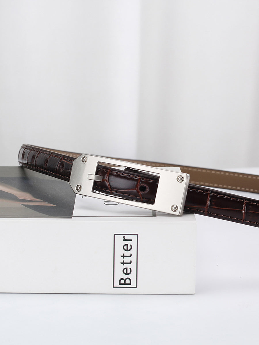 Isabelle | Alligator Thin Leather Belt