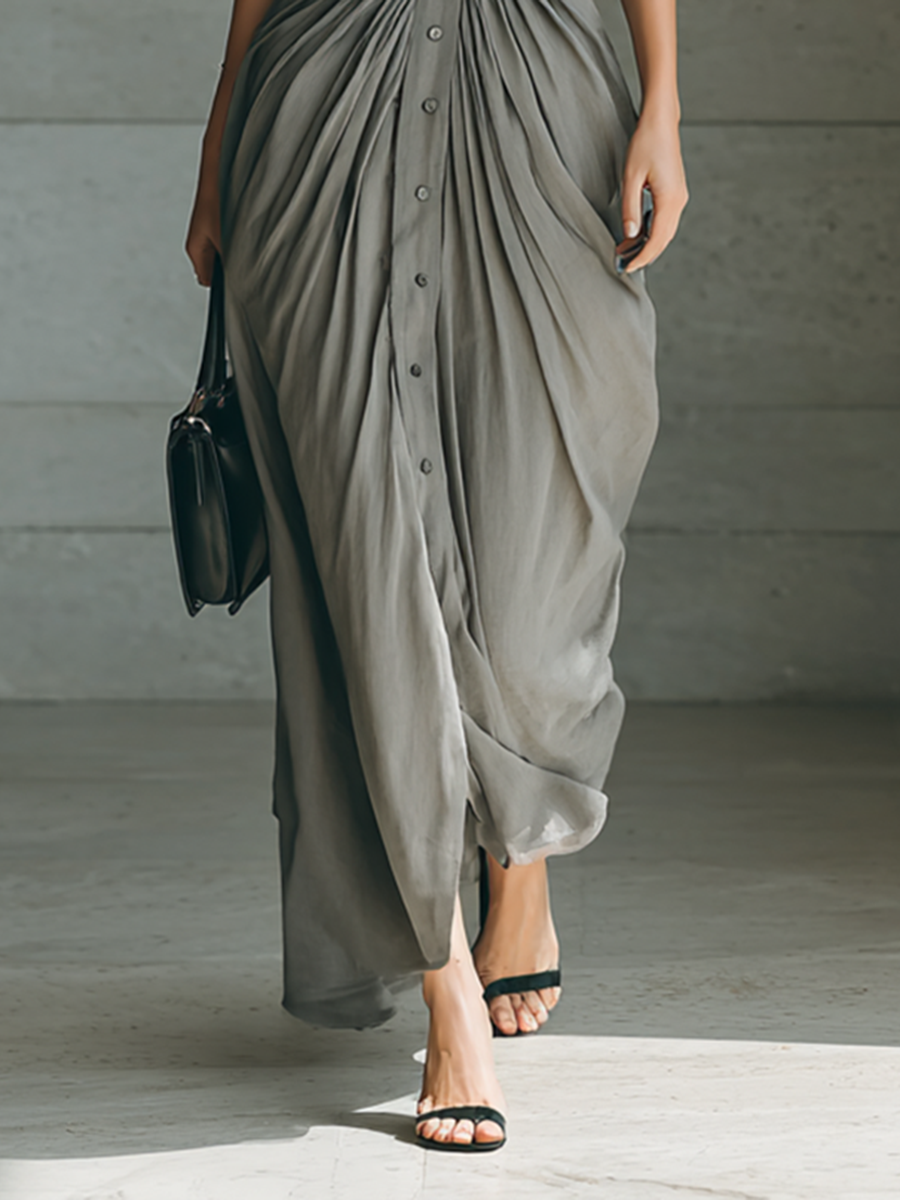 Lucia | Single-Breasted Belted Maxi Dress