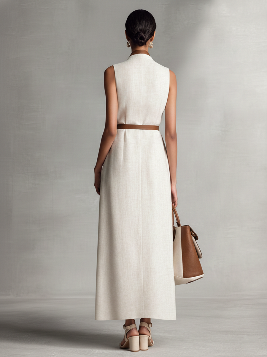 Clara | Tie-Waist Linen Maxi Dress