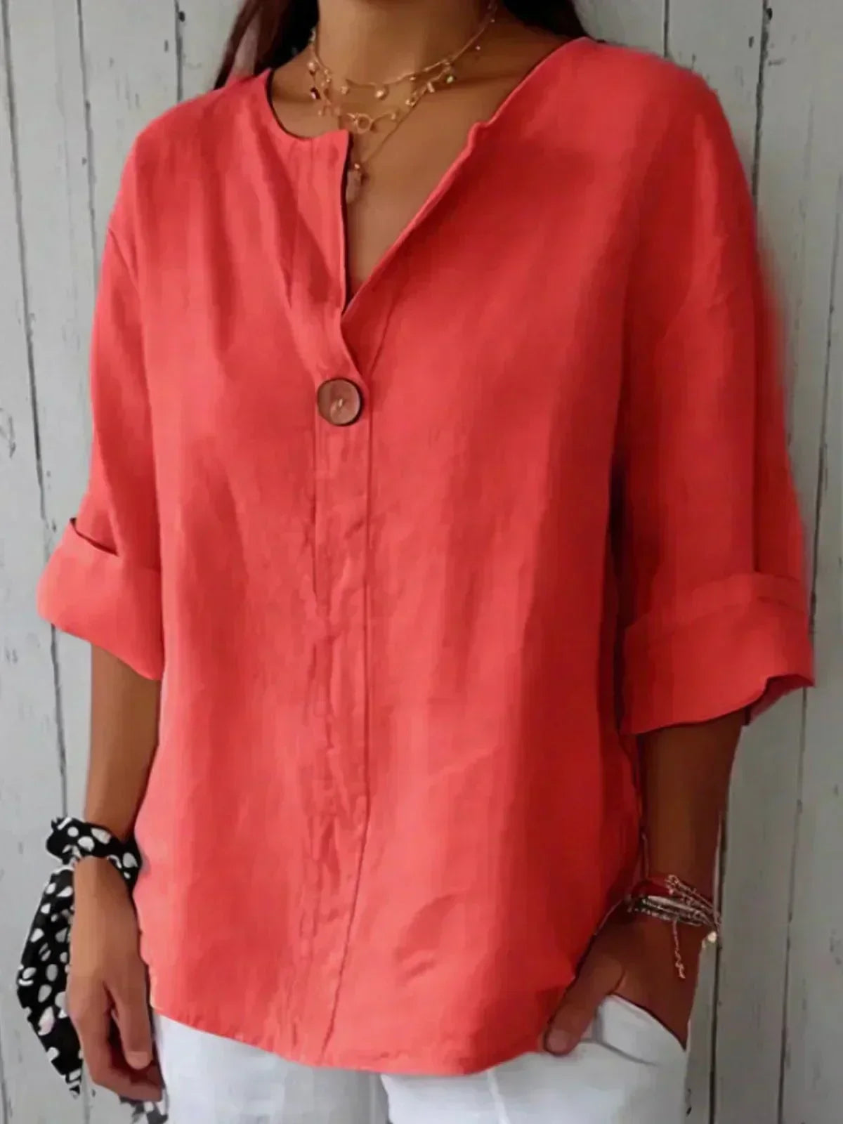 Zamma™ | Relaxed Linen V-Neck Top
