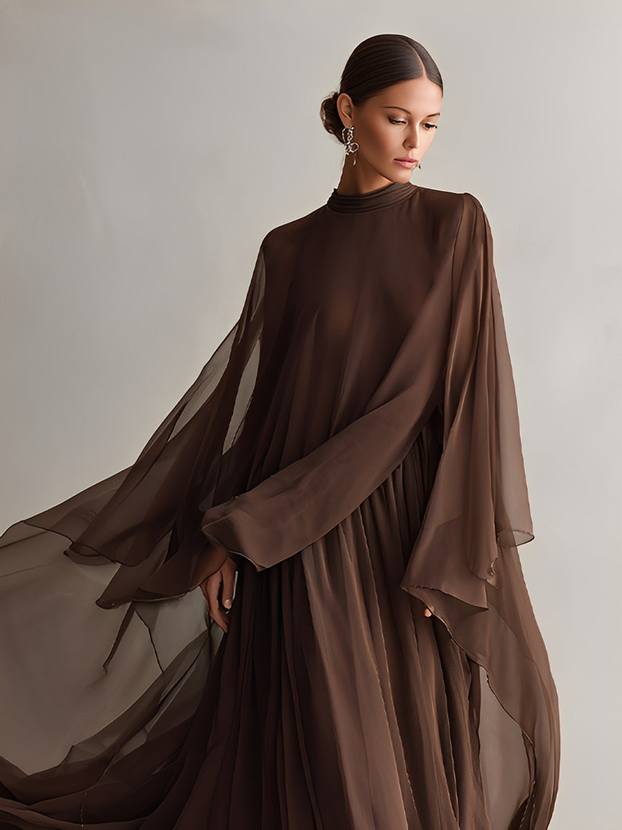 Arabella | Rich Brown Cape Maxi Dress