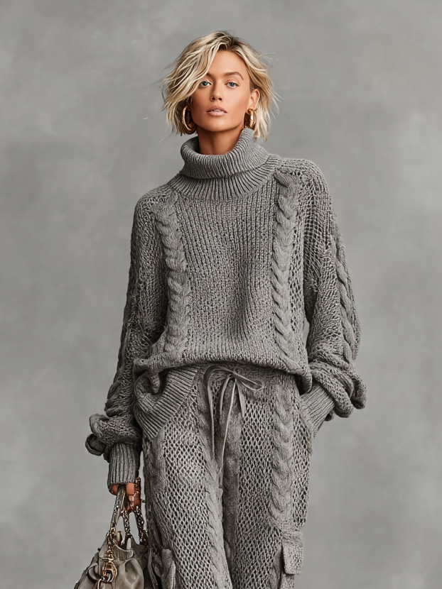 Monroe | Cable Knit Cargo Pants Set