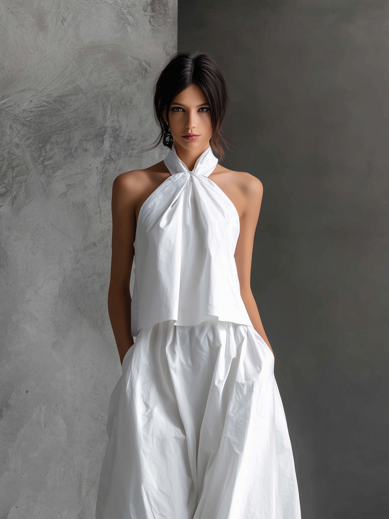 Monroe | White Halter Top & Skirt Set