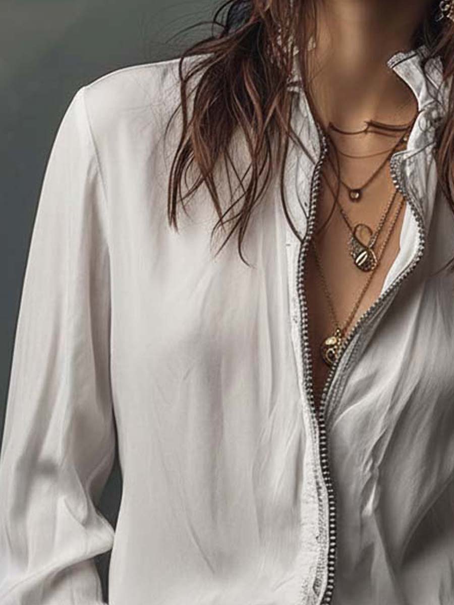 Elodie | White Flounce Cuff Blouse
