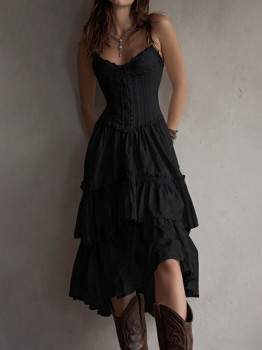 Reese | Boho Corset Midi Dress