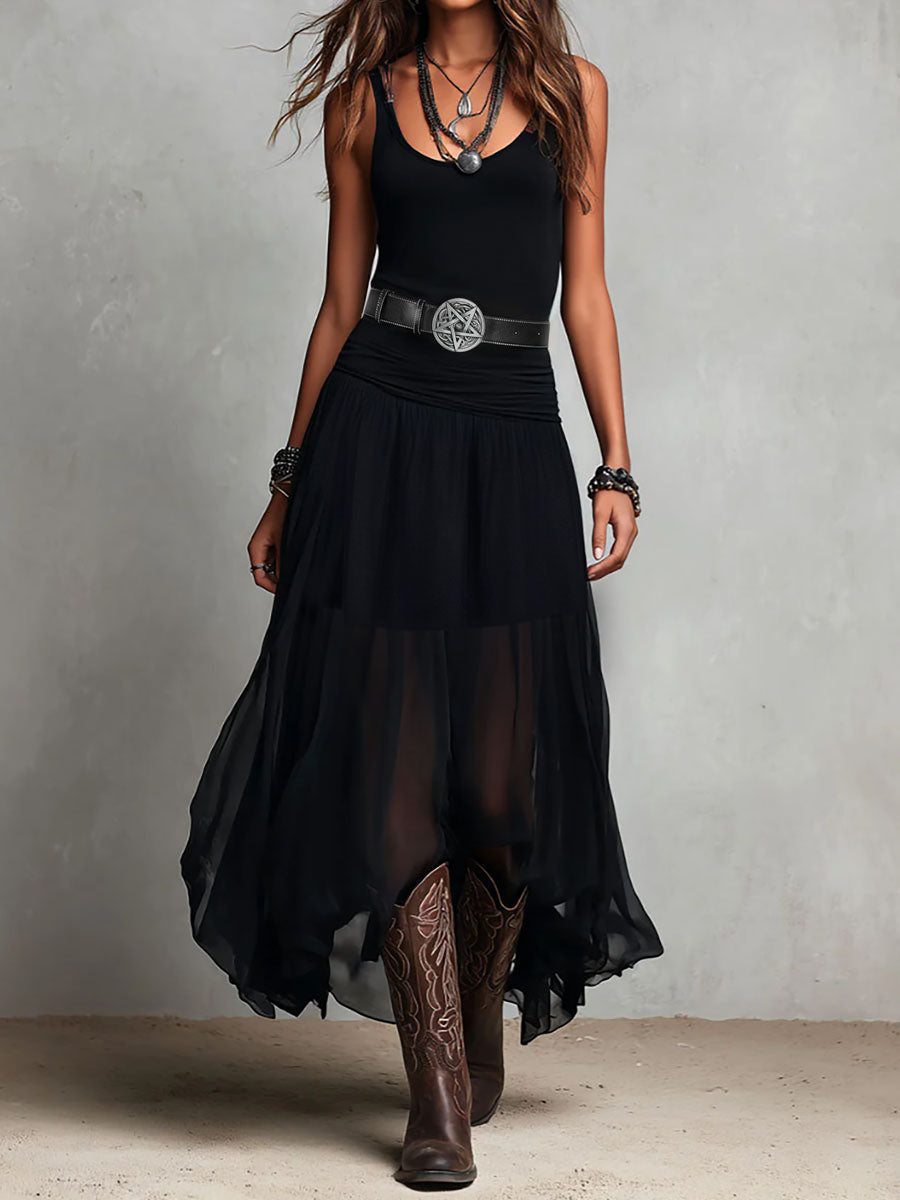 Selena | Western Sheer Maxi Dress