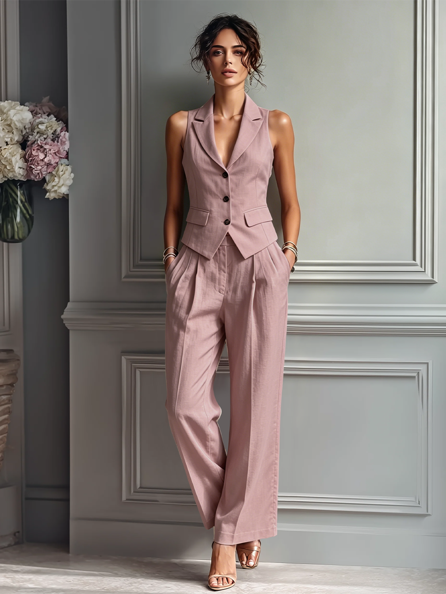 Colette | Blush Linen Wide-Leg Set