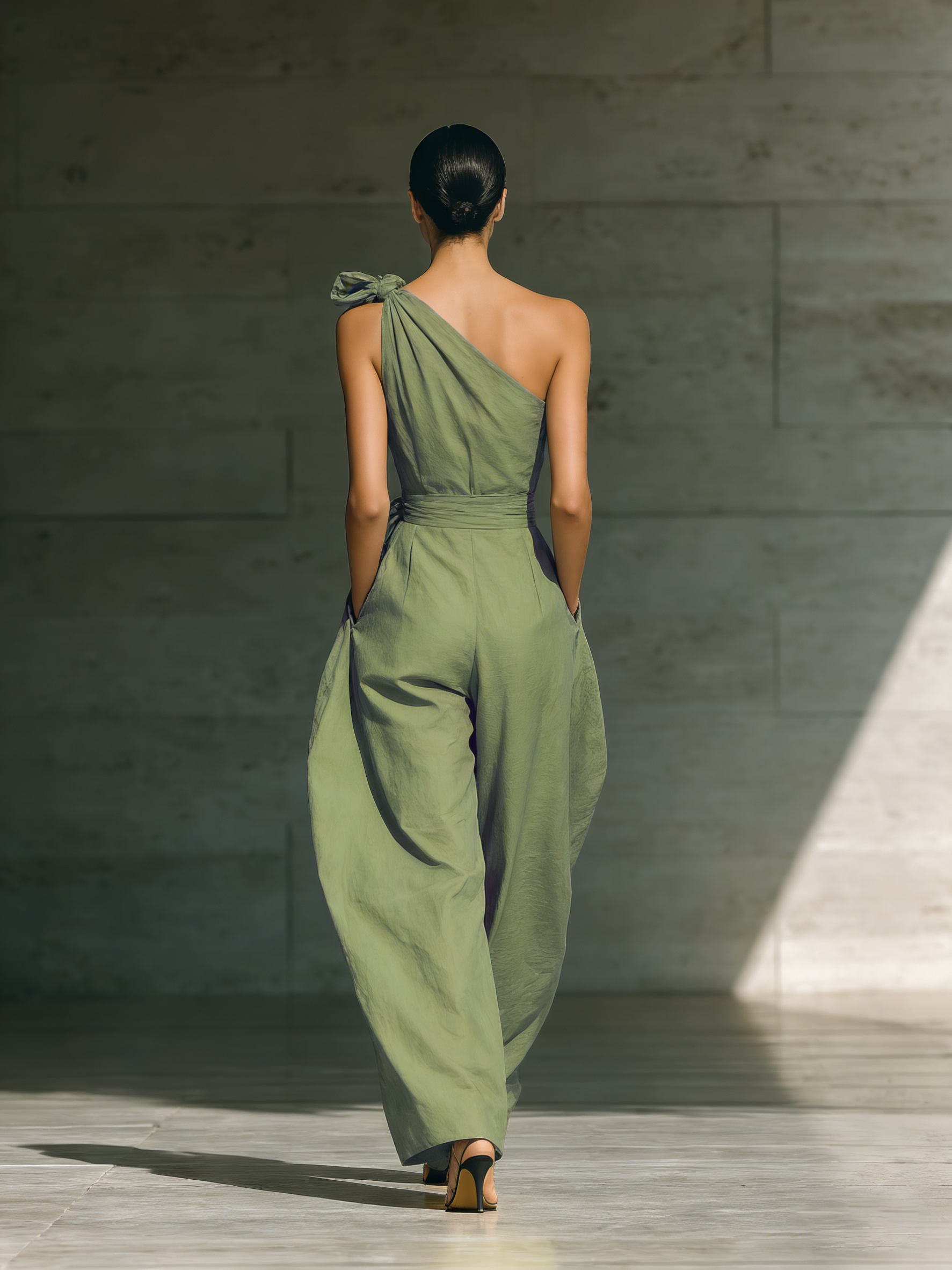 Olive | One-Shoulder Wide-Leg Jumpsuit