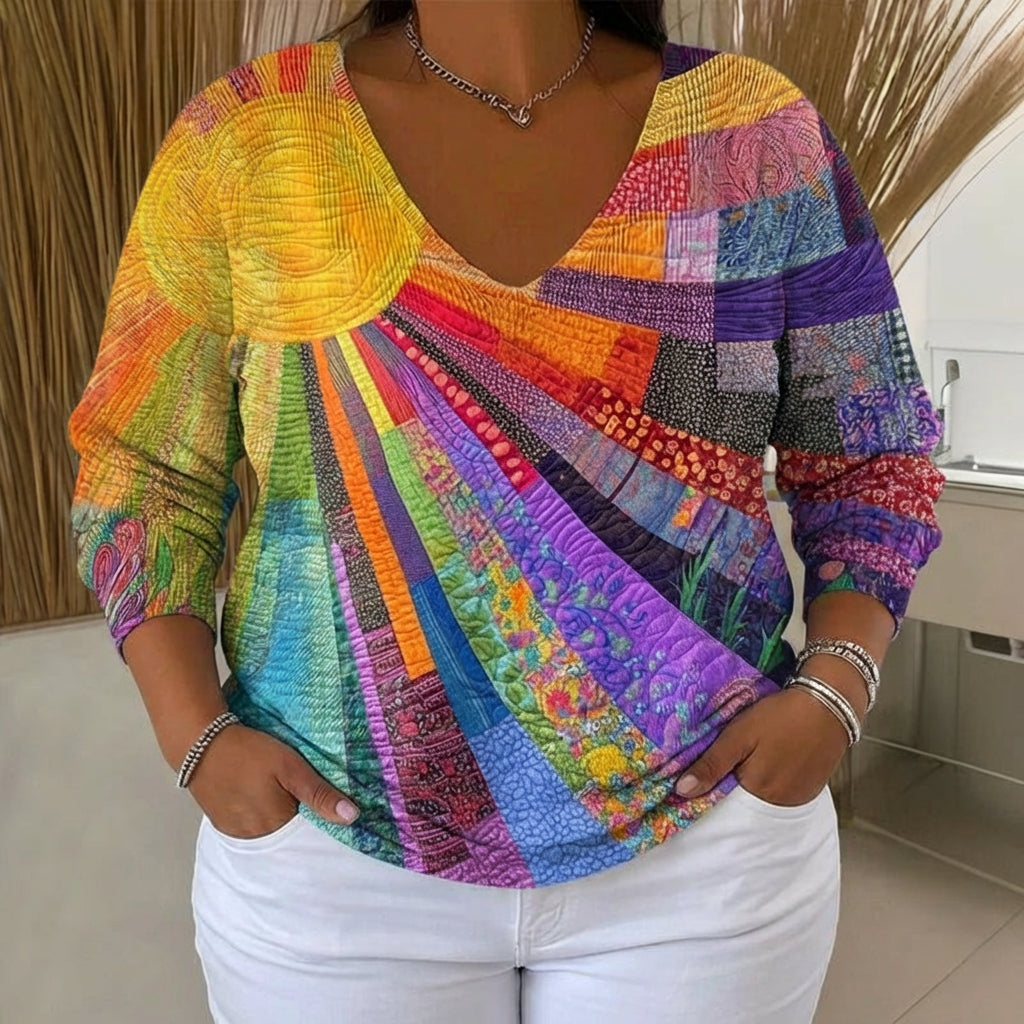 Willa™ | Colourful Patchwork Knit Sweater